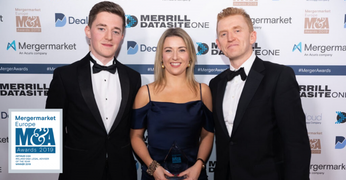 Arthur Cox named M&A Legal Adviser of the Year for Ireland