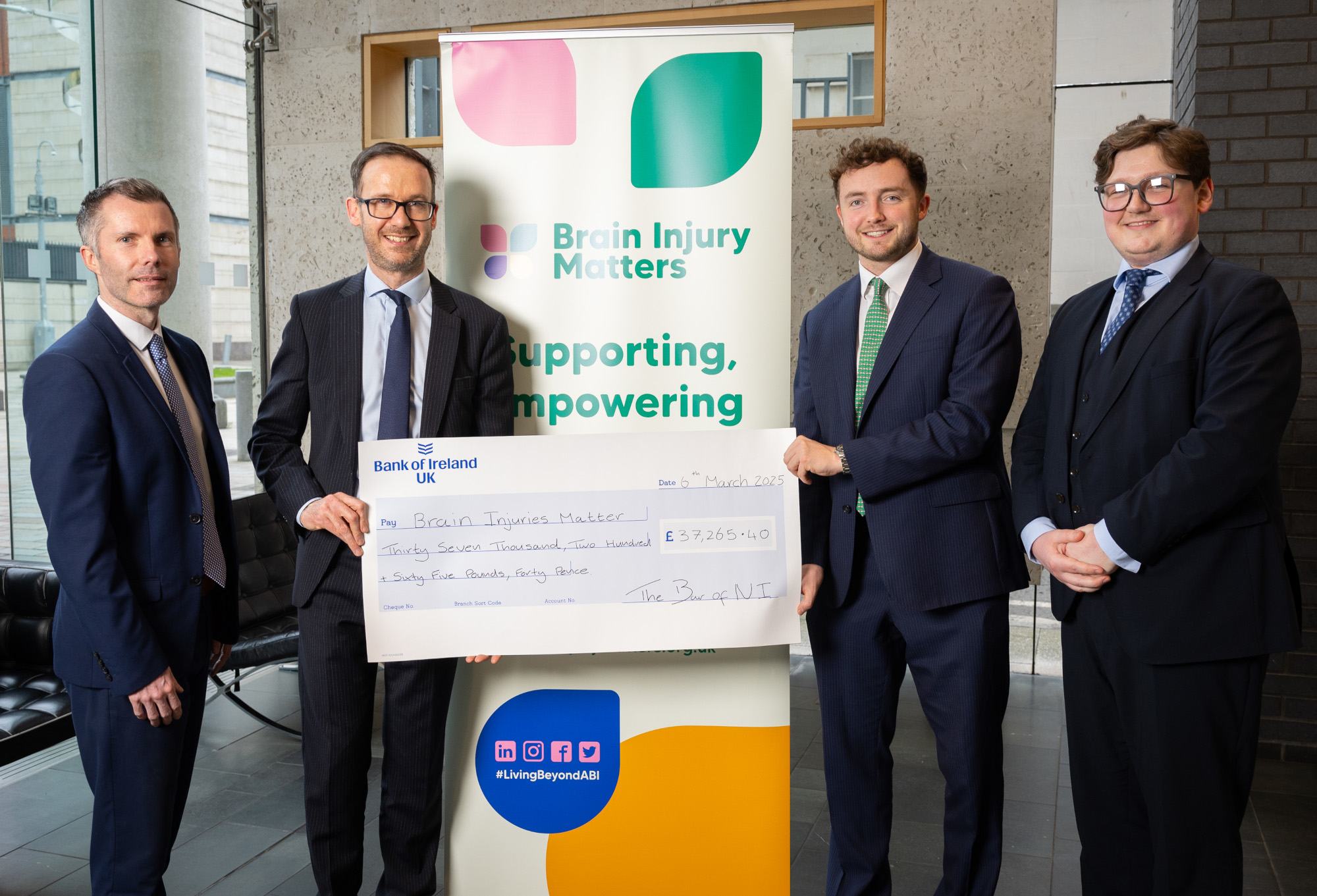 Bar of Northern Ireland presents over £37k to Brain Injury Matters NI