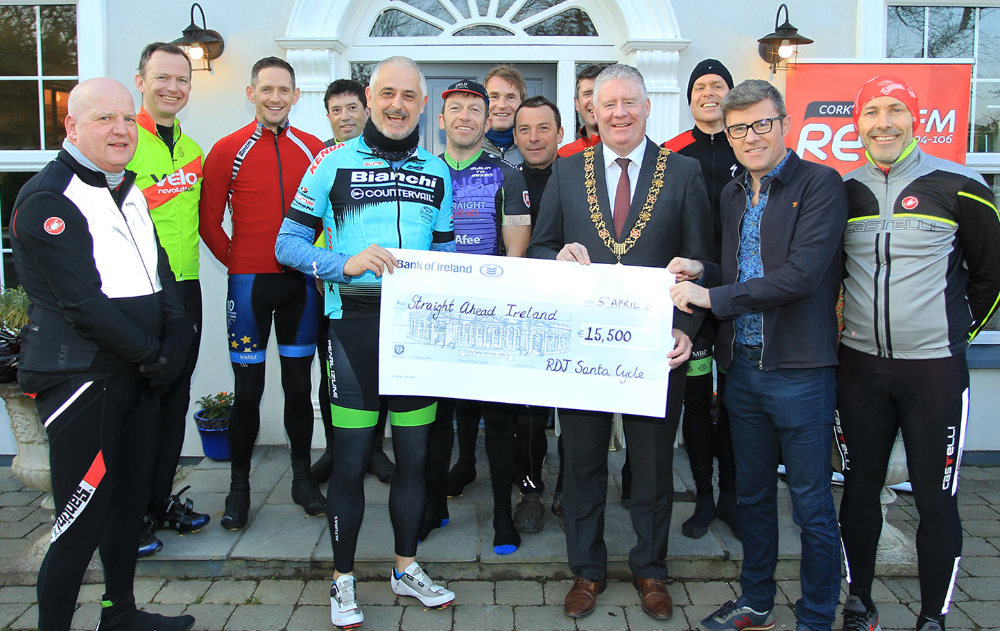 #InPictures: Ronan Daly Jermyn present charity cheque before taking off on fundraising cycle trip